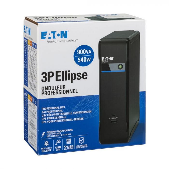 Джерело безперебійного живлення Eaton 3P Ellipse 900VA/540W, 2xUSB charges+USB port, 3+1xSchuko