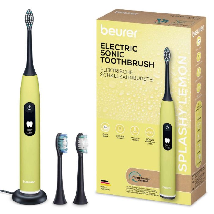 Щітка зубна електр. Beurer, Splashy Lemon GP, 80т. колив/хв, насадок-2, 5 режимів , лимонний