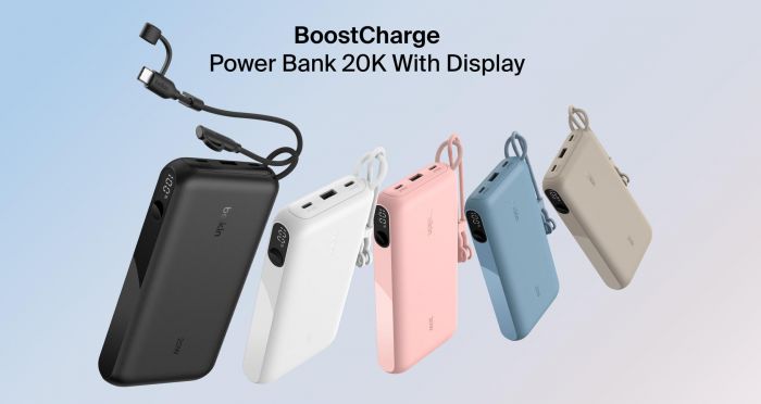Акумулятор портативний літій-іонний Power Bank Belkin 20000мА·год, 20Вт, з дисплеєм, чорний