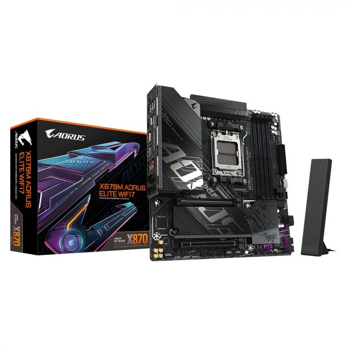 Материнська плата GIGABYTE X870M A ELITE WF7 sAM5 X870 4xDDR5 M.2 Wi-Fi BT HDMI DP mATX