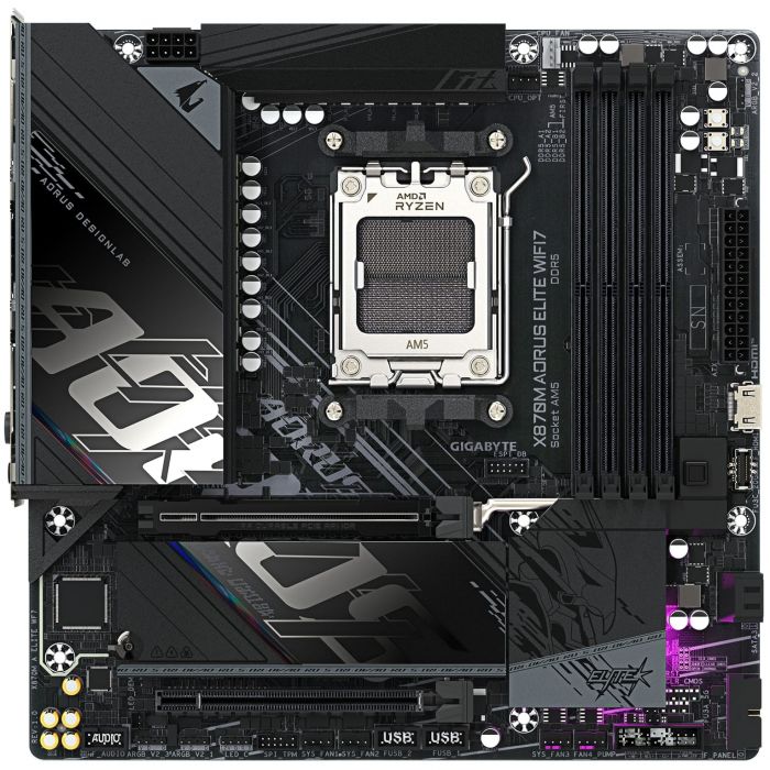 Материнська плата GIGABYTE X870M A ELITE WF7 sAM5 X870 4xDDR5 M.2 Wi-Fi BT HDMI DP mATX