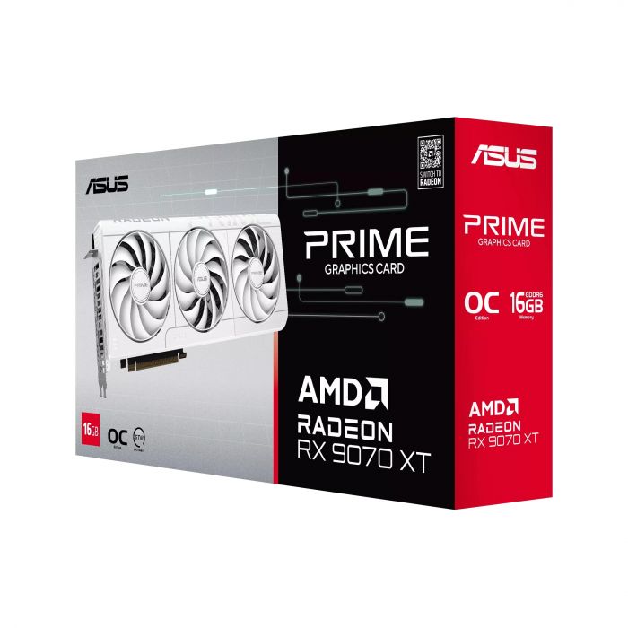 Вiдеокарта ASUS Radeon RX 9070 XT 16GB GDDR6 OC PRIME-RX9070XT-O16G-WHITE білий