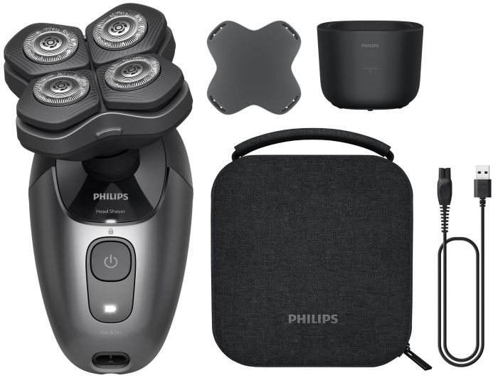 Бритва електр. для голови  Philips роторна Pro Series 7000,  бритв.головок-4, Li-Ion, сух.+волог., кейс для зберіг., чорний