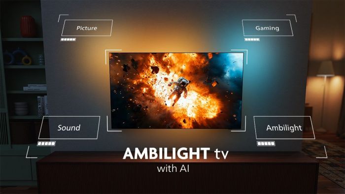 Телевізор 55" Philips OLED+ 4K 144Hz Smart Google TV Black Ambilight Bowers & Wilkins sound