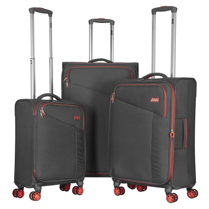 Валіза 2E, Trek, поліестер, середня, 64/78л, TSA, 4 колеса, EXP, сірий