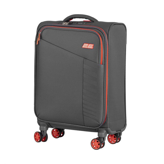 Валіза 2E, Trek, поліестер, мала, 35л, TSA, 4 колеса, сірий