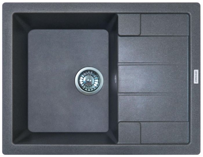 Мийка кухонна Adamant Anila, штучний камінь, прямокут., з крилом, 645х495х200мм, чаша - 1, врізна, сірий