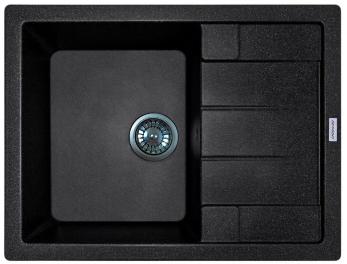 Мийка кухонна Adamant Anila, штучний камінь, прямокут., з крилом, 645х495х200мм, чаша - 1, врізна, чорний
