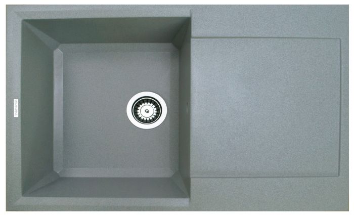 Мийка кухонна Adamant Horizon, штучний камінь, прямокут., з крилом, 780х495х230мм, чаша - 1, врізна, сірий