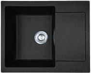 Мийка кухонна Adamant Minimal, штучний камінь, прямокут., з крилом, 615х495х200мм, чаша - 1, врізна, чорний