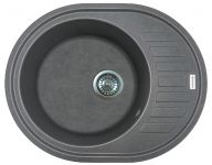 Мийка кухонна Adamant Ovum, штучний камінь, овальна, з крилом, 615х495х200мм, чаша - 1, врізна, сірий