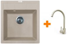 Набір кухонна Adamant Brick, штучний камінь, квадрат, без крила, 460x515x200мм, чаша - 1, врізна, Avena + змішувач