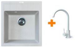 Набір кухонна Adamant Brick, штучний камінь, квадрат, без крила, 460x515x200мм, чаша - 1, врізна, Old stone + змішувач