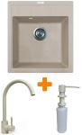 Набір кухонна Adamant Brick, штучний камінь, квадрат, без крила, 460x515x200мм, чаша - 1, врізна, Avena + змішувач та дозатор