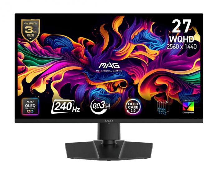 Монітор MSI 26.5" MAG 273QP-X24 2xHDMI, DP, QD-OLED, 2560x1440, 240Hz, 0.03ms, DCI-P3 99%, FreeSync, Pivot, HDR400