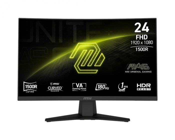 Монітор MSI 23.6" MAG 244C HDMI, DP, Audio, VA, 180Hz, 1ms, sRGB 105%, CURVED, AdaptiveSync