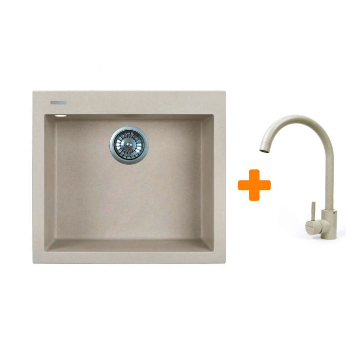 Набір кухонний Adamant Univer, штучний камінь, квадрат, без крила, 560х500х200мм, чаша - 1, врізна, Avena + змішувач