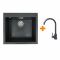 Набір кухонний Adamant Univer, штучний камінь, квадрат, без крила, 560х500х200мм, чаша - 1, врізна, графіт + змішувач