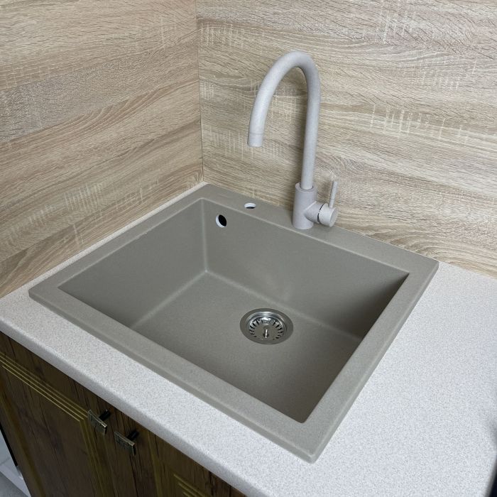 Набір кухонний Adamant Univer, штучний камінь, квадрат, без крила, 560х500х200мм, чаша - 1, врізна, Сахара + змішувач