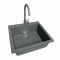 Набір кухонний Adamant Univer, штучний камінь, квадрат, без крила, 560х500х200мм, чаша - 1, врізна, сірий + змішувач + дозатор + ополіскувач склянок + коландер