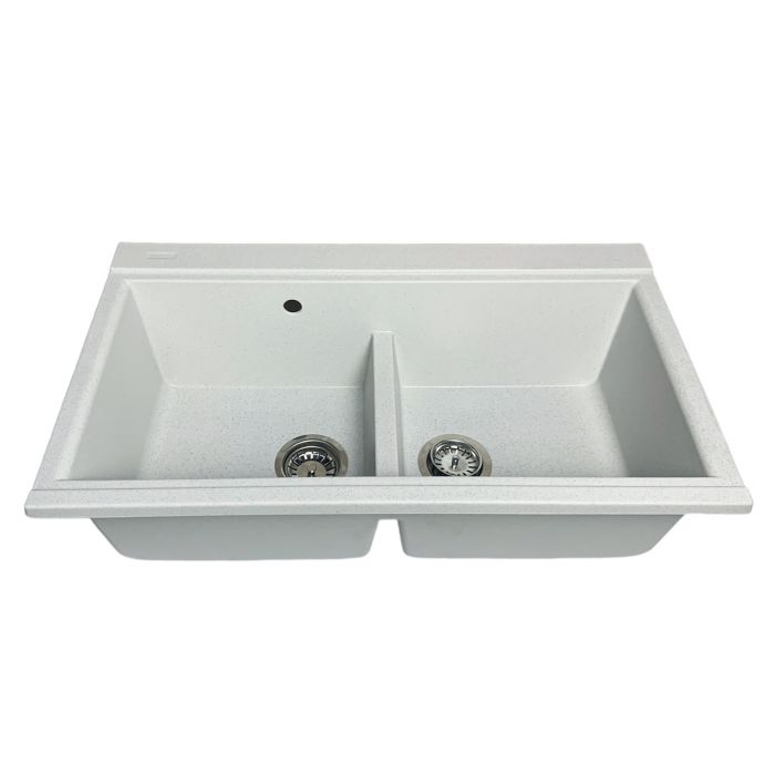 Набір кухонний Adamant Similar, штучний камінь, прямокут., без крила, 885x505x230мм, чаша - 2, врізна, Old stone + змішувач + дозатор + ополіскувач склянок + коландер