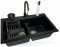 Набір кухонний Adamant Similar, штучний камінь, прямокут., без крила, 885x505x230мм, чаша - 2, врізна, антрацит + змішувач + дозатор + ополіскувач склянок + коландер