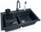 Набір кухонний Adamant Similar, штучний камінь, прямокут., без крила, 885x505x230мм, чаша - 2, врізна, графіт + змішувач + дозатор + ополіскувач склянок + коландер