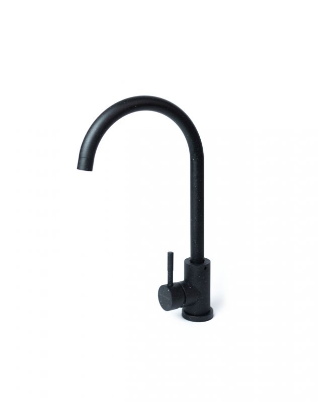 Набір кухонний Adamant Ovum, штучний камінь, овальна, з крилом, 615х495х200мм, чаша - 1, врізна, чорний + змішувач