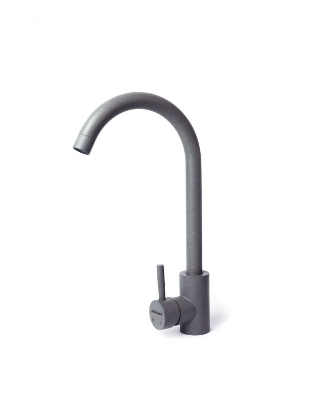 Набір кухонний Adamant Ovum, штучний камінь, овальна, з крилом, 615х495х200мм, чаша - 1, врізна, сірий + змішувач та дозатор