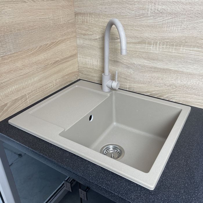 Набір кухонний Adamant Minimal, штучний камінь, прямокут., з крилом, 615х495х200мм, чаша - 1, врізна, Сахара + змішувач