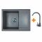 Набір кухонний Adamant Minimal, штучний камінь, прямокут., з крилом, 615х495х200мм, чаша - 1, врізна, сірий + змішувач