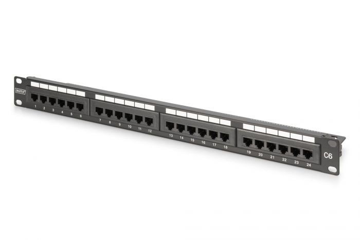 Патч-панель DIGITUS САТ 6 UTP, 19", 1U, 24 порти, зібрана