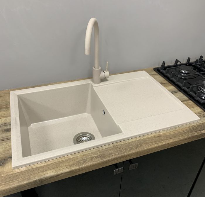 Набір кухонний Adamant Horizon, штучний камінь, прямокут., з крилом, 780х495х230мм, чаша - 1, врізна, Avena + змішувач