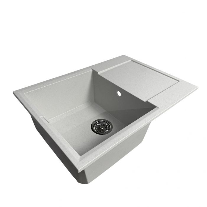 Набір кухонний Adamant Horizon Medium, штучний камінь, прямокут., з крилом, 700х500х230мм, чаша - 1, врізна, Old stone + змішувач