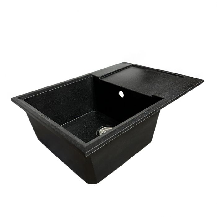 Набір кухонний Adamant Horizon Medium, штучний камінь, прямокут., з крилом, 700х500х230мм, чаша - 1, врізна, чорний + змішувач