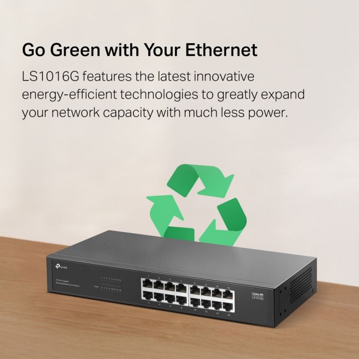 Комутатор TP-LINK LS1016G 16xGE, Некерований