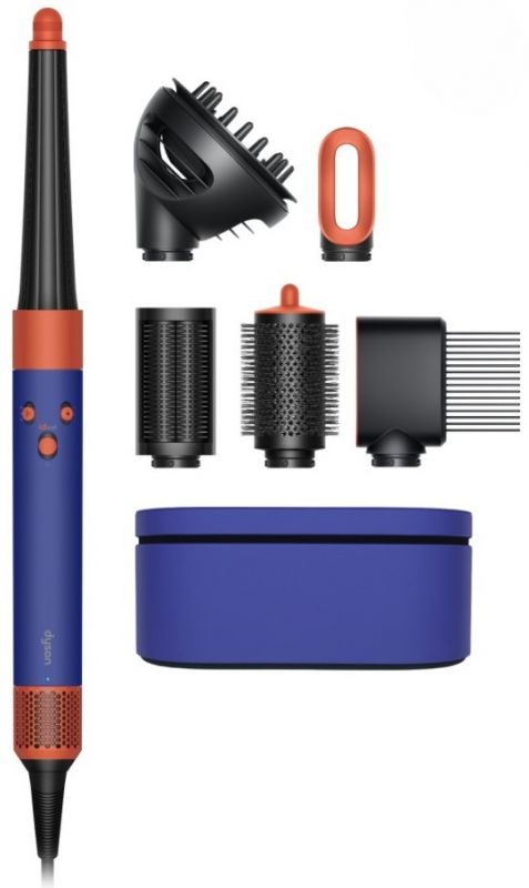 Стайлер Dyson Airwrap I.D. HS08 Curly+Coily Complete Long Vinca Blue/Topaz, 1300Вт, темп.режимів-3, насадок-6, кейс, кераміка, синьо-мідний