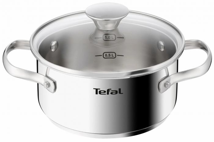 Каструля Tefal Minis, з кришкою,1.5 л, нержавіюча сталь, скло