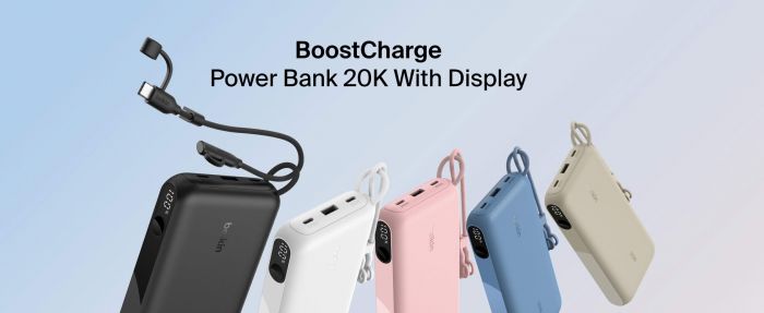 Акумулятор портативний літій-іонний Power Bank Belkin 20000мА·год, 20Вт, з дисплеєм, синій