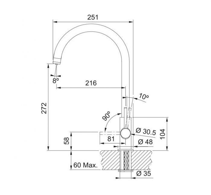 Змішувач для кухні Franke Lina Clear Water, довж.виливу - 216 мм, поворотний, 1+1 фільтр, чорний матовий