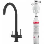 Змішувач для кухні Franke Lina Clear Water, довж.виливу - 216 мм, поворотний, 1+1 фільтр, чорний матовий