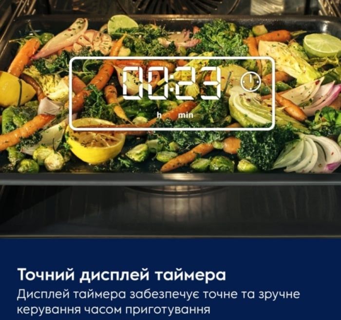 Духова шафа Electrolux електрична, 65л, A, дисплей, конвекція, телескопічні напрямні, чорний