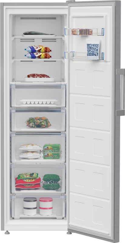 Морозильна камера Beko, 187x60x71, 286л, 1дв., E, NF, нержавіюча сталь