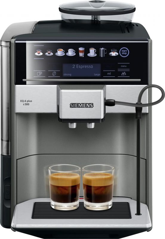 Кавомашина Siemens 1.7л, зерно + мелена, автомат.капучинатор, LED - дисплей, авторецептів - 12, чорно - срібний
