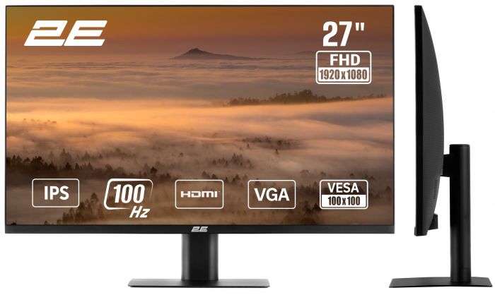 Монітор 2E 27" F2725B D-Sub, HDMI, IPS, 100Hz