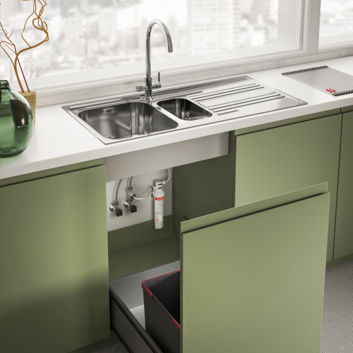 Змішувач для кухні Franke Lina J Clear Water 2.0, довж.виливу - 216 мм, поворотний, 1+1 фільтр, хром