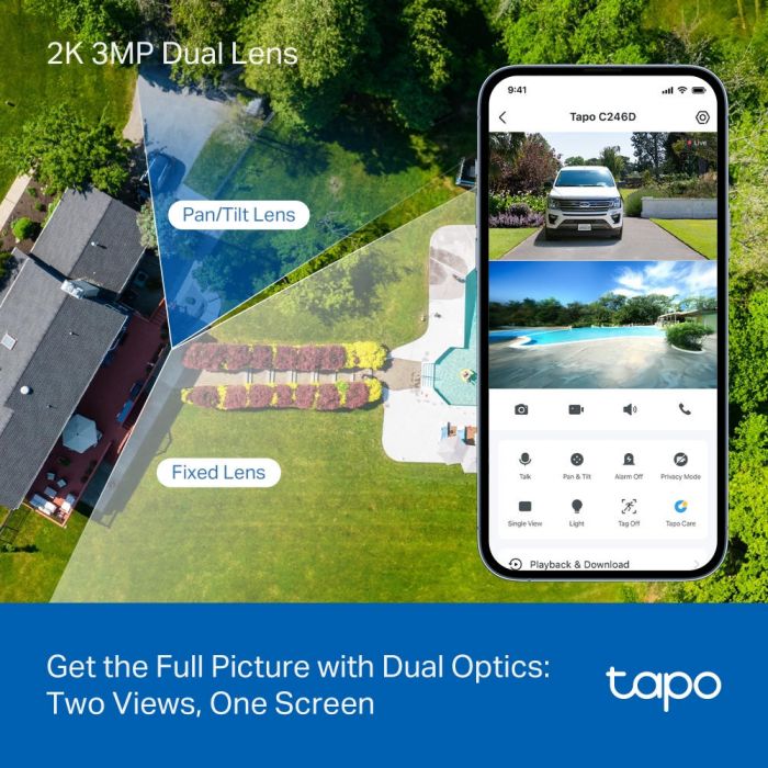 Камера IP з подвійним об'єктивом TP-LINK Tapo C246D 3MP N300 microSD motion detection