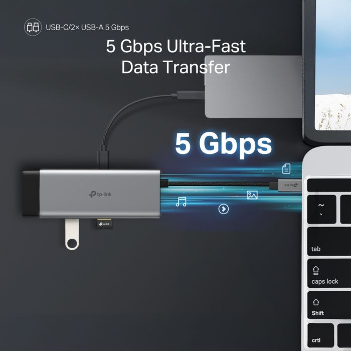 Хаб USB TP-LINK UH7020C USB-C > 2xUSB3.0/1xUSB-C/xHDMI/1xSD/1xmicroSD/1xPD 100Wh