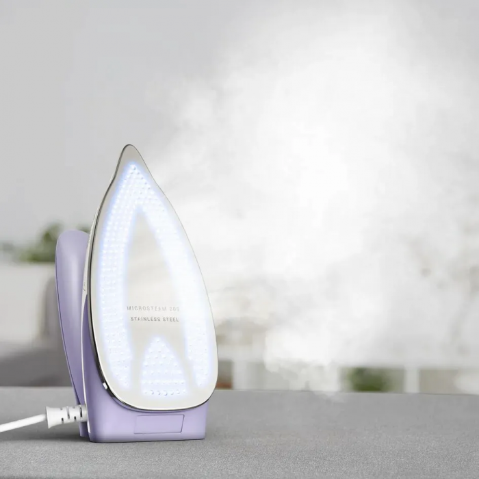 Праска Tefal дорожня First Class, 1000Вт, 65мл, паровий удар -45гр, нерж. сталь, біло-фіолетовий