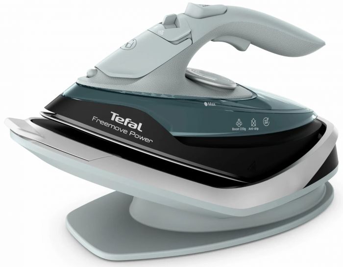 Праска Tefal безпровідна Freemove Power, 2600Вт, 250мл, паровий удар -220гр, постійна пара - 40гр, база для заряджання, автовимкнення, керам. підошва, зелений